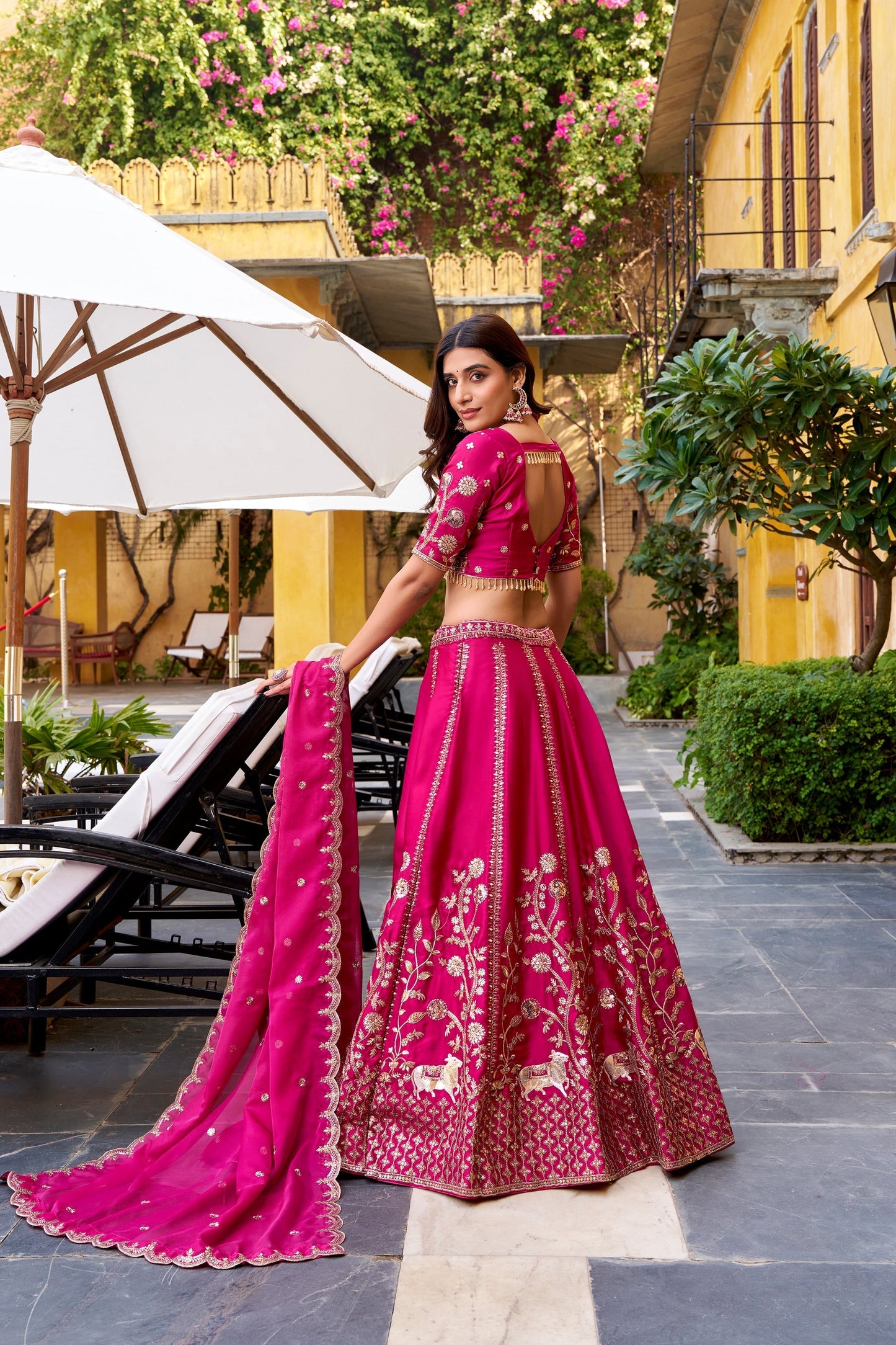 WEDDING SPECIAL NATURAL SILK SEQUINS AND THEREAD EMBROIDERED LEHENGA CHOLI WITH DUPATTA (TT14)