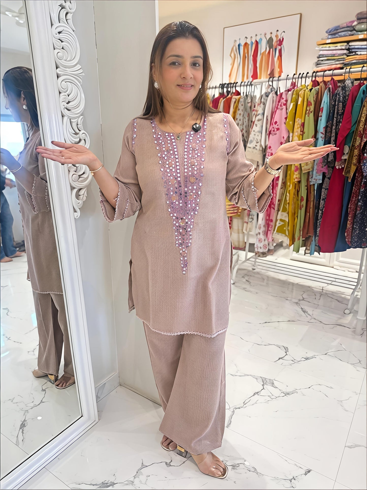 Premium cotton flex top with beautifuly embroidery work (RD028)