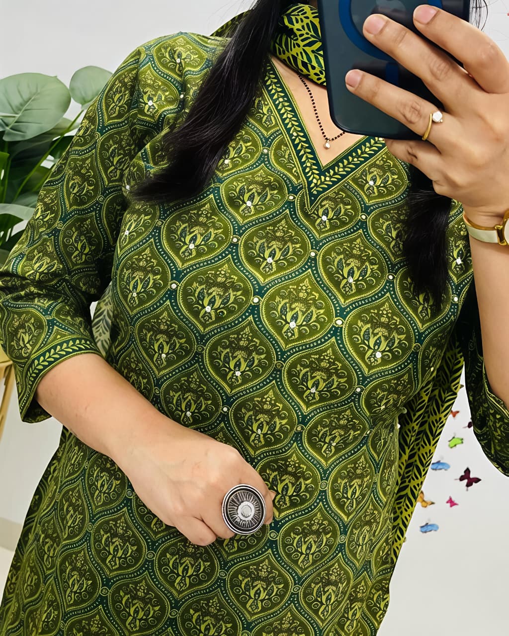 π Beautiful Floral Printed Cotton Kurti(SWSK54)