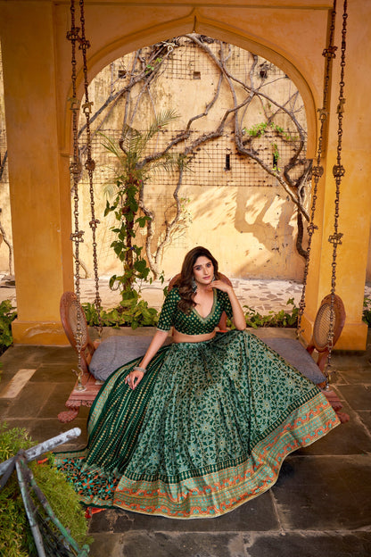 OCCASION SPECIAL TASAR SILK SPARKLE LACE LEHENGA CHOLI WITH DUPATTA (TT10)