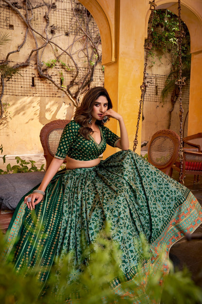 OCCASION SPECIAL TASAR SILK SPARKLE LACE LEHENGA CHOLI WITH DUPATTA (TT10)
