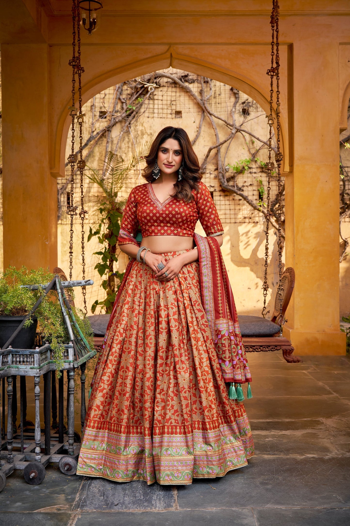 OCCASION SPECIAL TASAR SILK SPARKLE LACE LEHENGA CHOLI WITH DUPATTA (TT10)