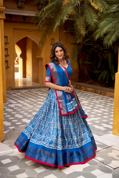 OCCASION SPECIAL DOLA SILK BATIK PRINTED LEHENGA CHOLI WITH DUPATTA (TT09)