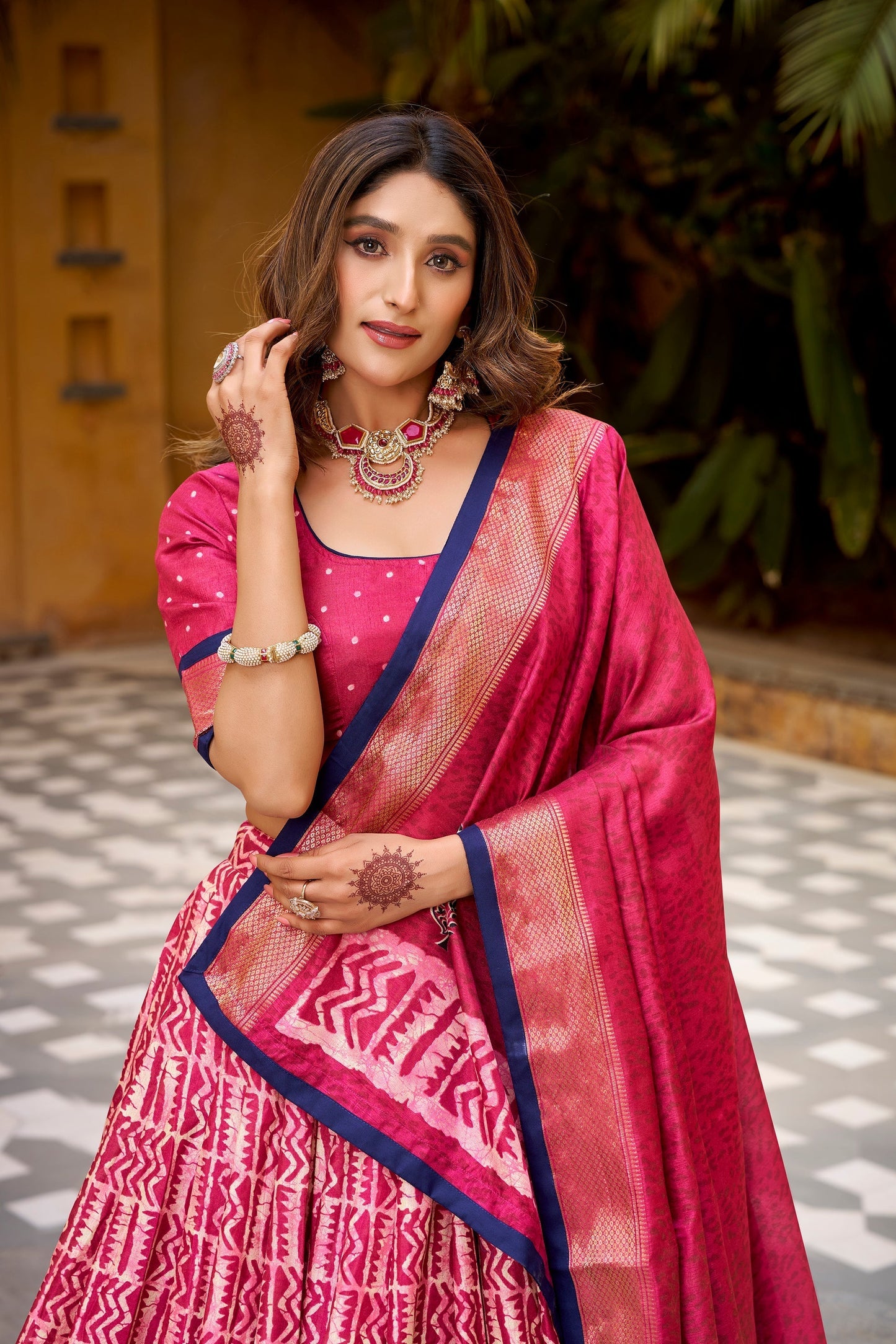 OCCASION SPECIAL DOLA SILK BATIK PRINTED LEHENGA CHOLI WITH DUPATTA (TT09)
