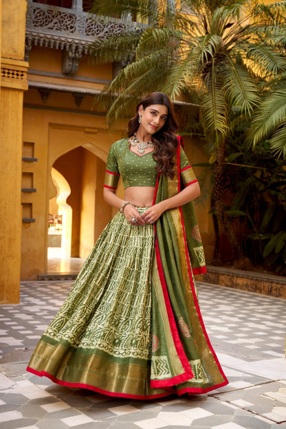 OCCASION SPECIAL DOLA SILK BATIK PRINTED LEHENGA CHOLI WITH DUPATTA (TT09)