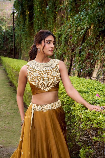 WEDDING SPECIAL CHANDA SILK SEQUINS AND THREAD EMBROIDERED LEHENGA CHOLI WITH DUPATTA (TT07)