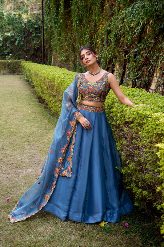 WEDDING SPECIAL CHANDA SILK SEQUINS AND THREAD EMBROIDERED LEHENGA CHOLI WITH DUPATTA (TT05)