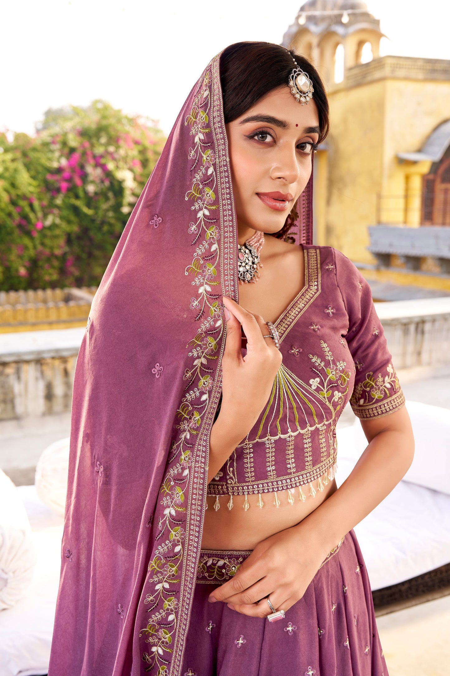 WEDDDING SPECIAL CHOCKLATE CRUSH SEQUINS AND EMBROIDERED LEHENGA CHOLI WITH DUPATTA (TT16)