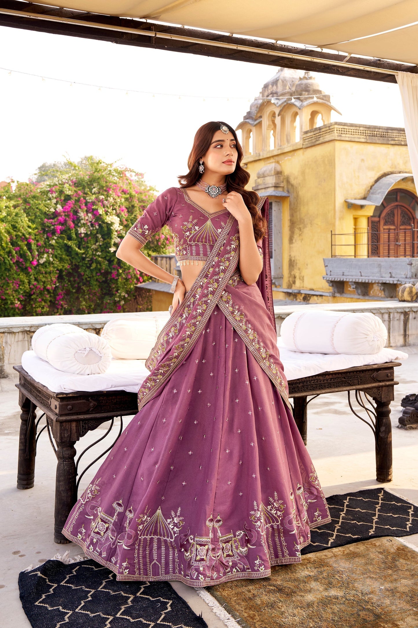 WEDDDING SPECIAL CHOCKLATE CRUSH SEQUINS AND EMBROIDERED LEHENGA CHOLI WITH DUPATTA (TT16)