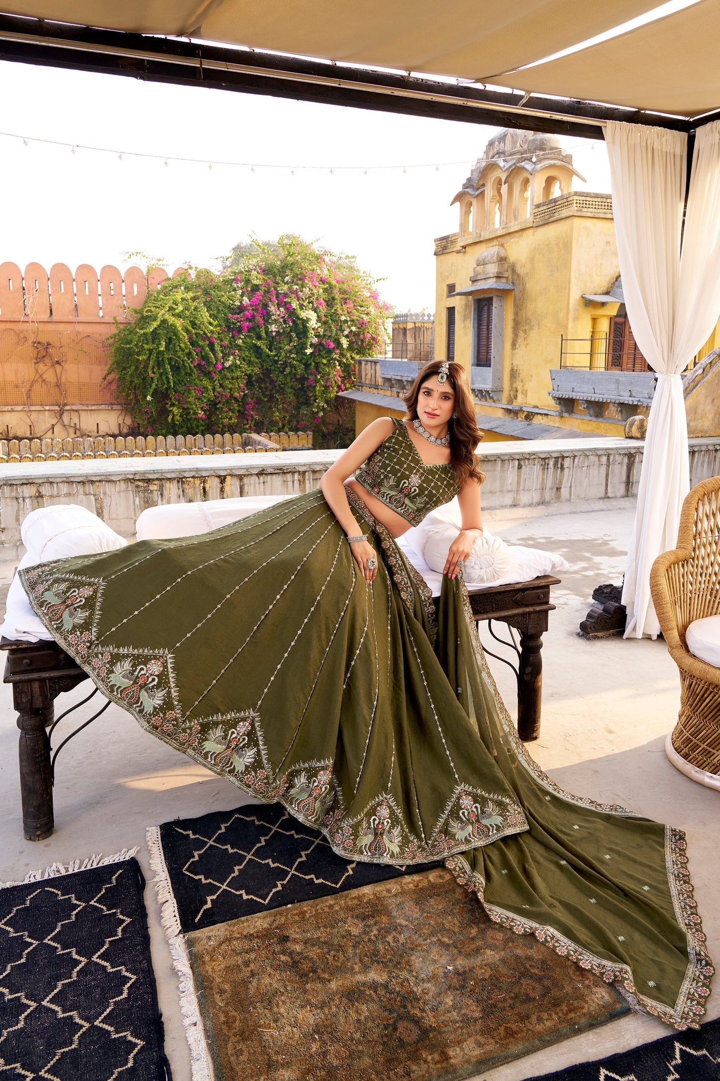 WEDDDING SPECIAL CHOCKLATE CRUSH SEQUINS AND EMBROIDERED LEHENGA CHOLI WITH DUPATTA (TT16)