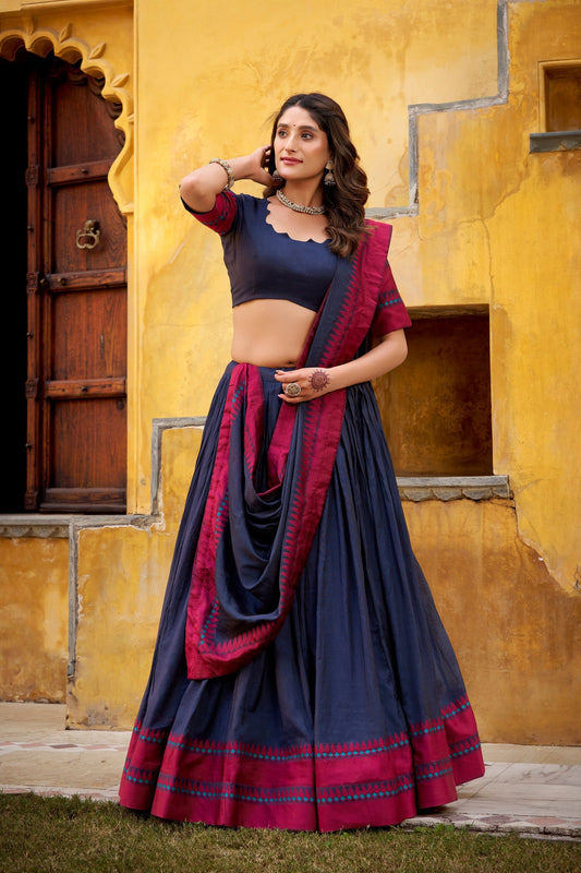 OCCASION SPECIAL PURE CHANDERI THREAD WORK LEHENGA CHOLI WITH DUPATTA (TT15)