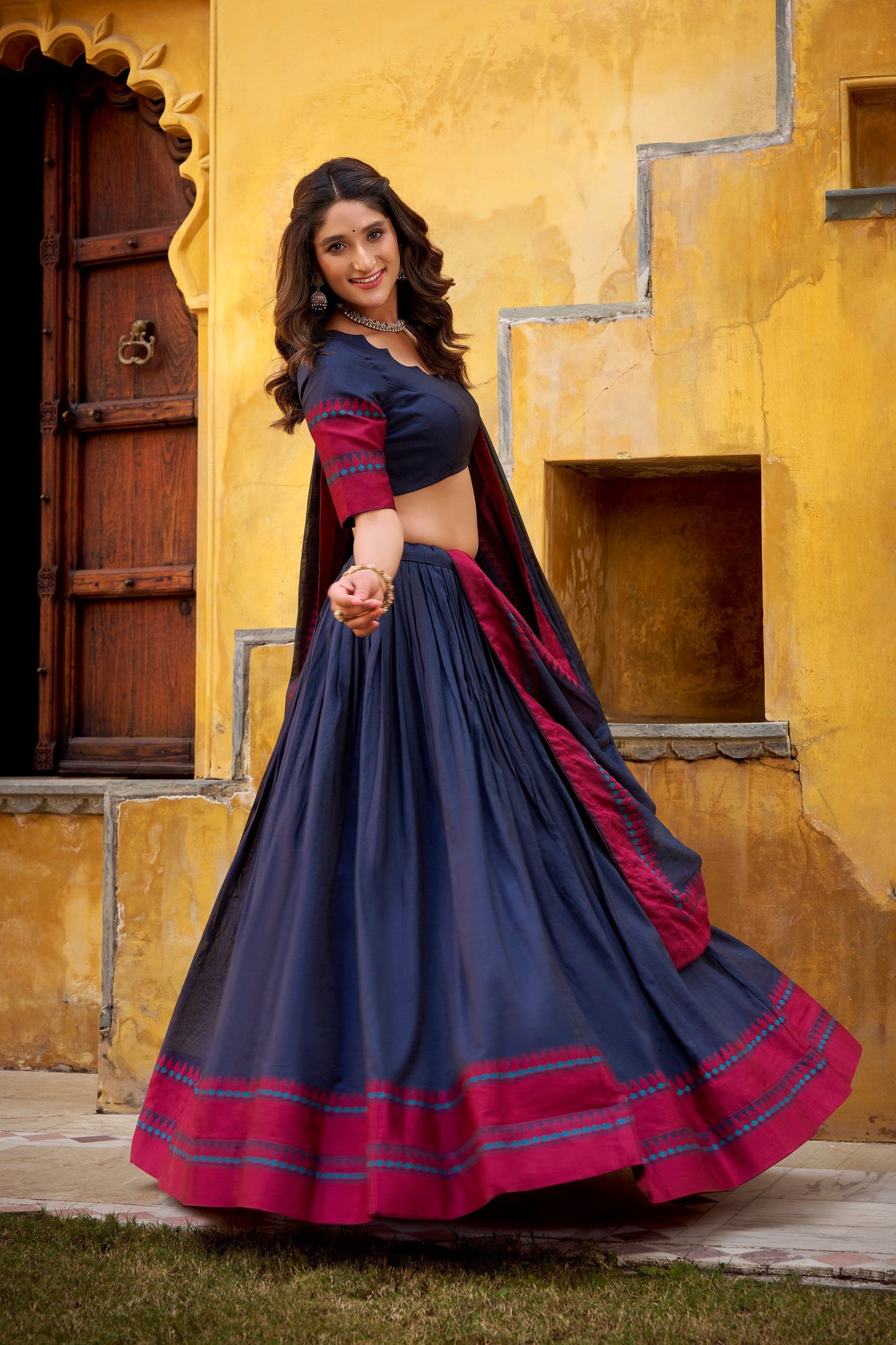 OCCASION SPECIAL PURE CHANDERI THREAD WORK LEHENGA CHOLI WITH DUPATTA (TT15)