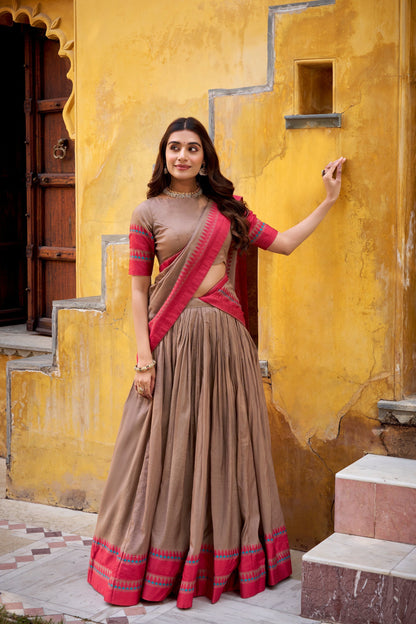 OCCASION SPECIAL PURE CHANDERI THREAD WORK LEHENGA CHOLI WITH DUPATTA (TT15)