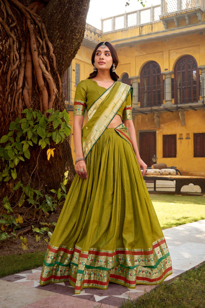 OCCASION SPECIAL PURE CANDERI ZARI WEAVING LEHENGA CHOLI WITH DUPATTA (TT03)