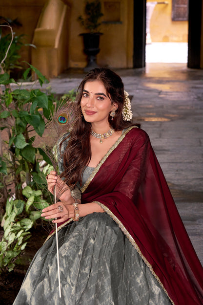 DUPIAN SILK ZARI WEAVING LEHENGA CHOLI WITH DUPATTA (TT19)