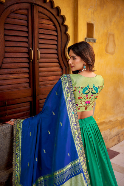 PAITHANI SPECIAL SOFT SILK ZARI WEAVING LEHENGA CHOLI WITH DUPATTA AND BATWA (TT02)
