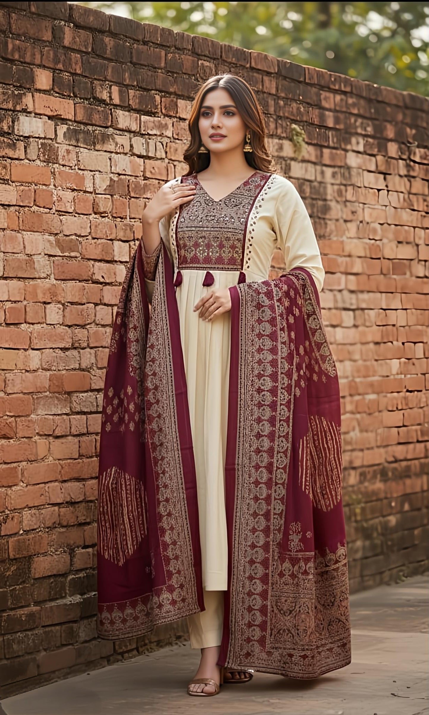 💞💞 Beautiful A-line Kurti with Original Mirror Work 🥰 🥰 (RD027)