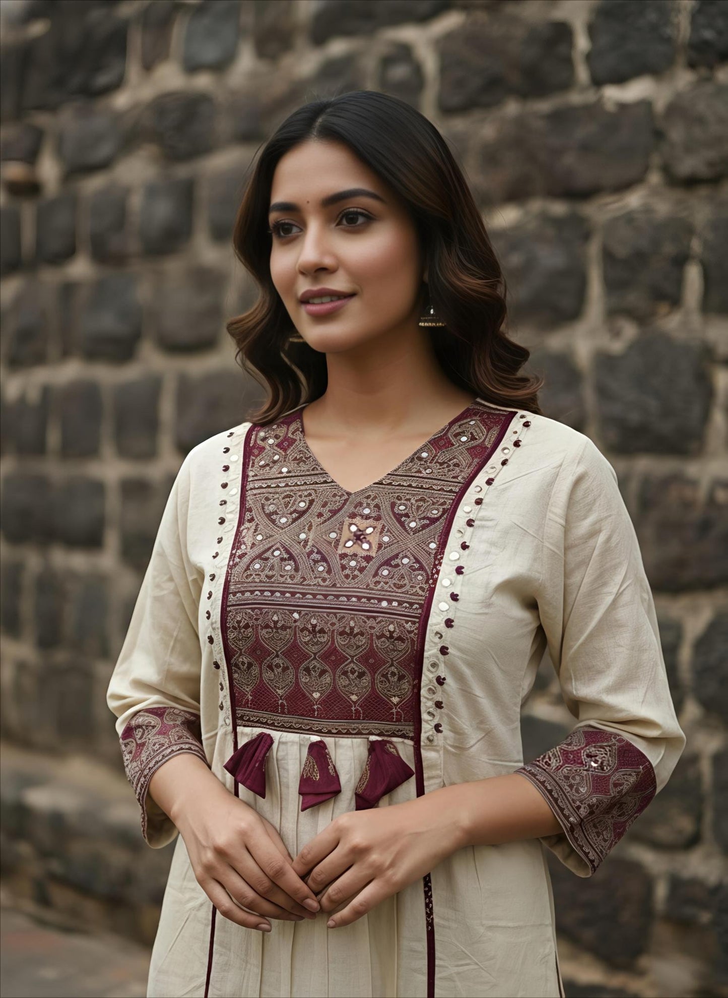 💞💞 Beautiful A-line Kurti with Original Mirror Work 🥰 🥰 (RD027)