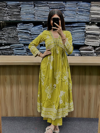 Elegant Floral Printed Kurta with Dupatta for Women(SWSK40)