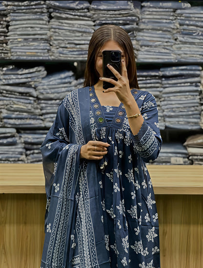 Elegant Floral Printed Kurta with Dupatta for Women(SWSK40)