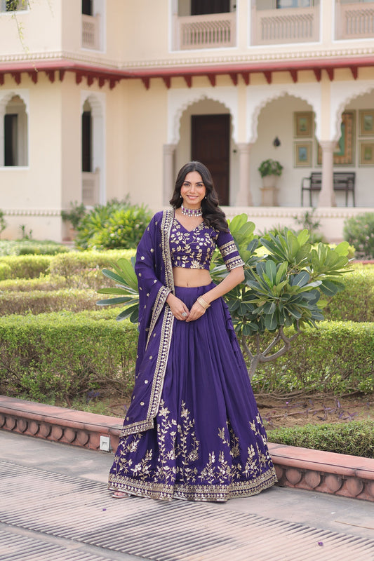 WEDDING SPECIAL NC VICHITRA SILK HEAVY SEQUINS EMBROIDERED LEHENGA CHOLI WITH DUPATTA (TT12)