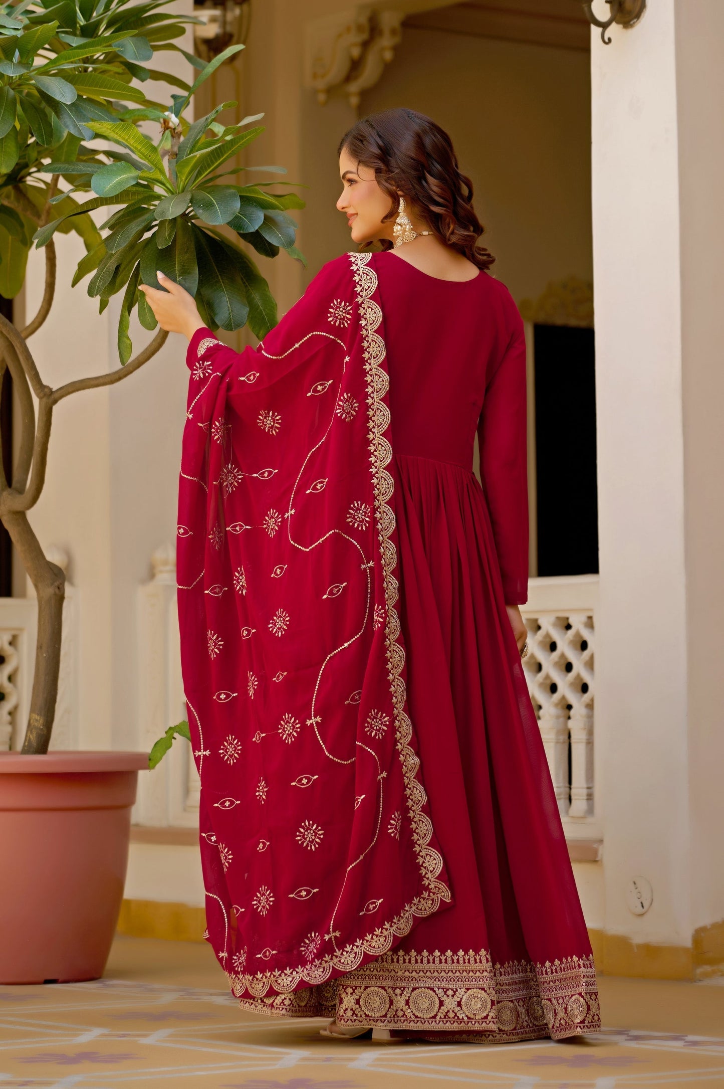 WEDDING SPECIAL FAUX BLOOMING SEQUINS EMBROIDERED GOWN AND DUPATTA (TT17)