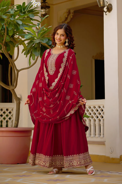 WEDDING SPECIAL FAUX BLOOMING SEQUINS EMBROIDERED GOWN AND DUPATTA (TT17)