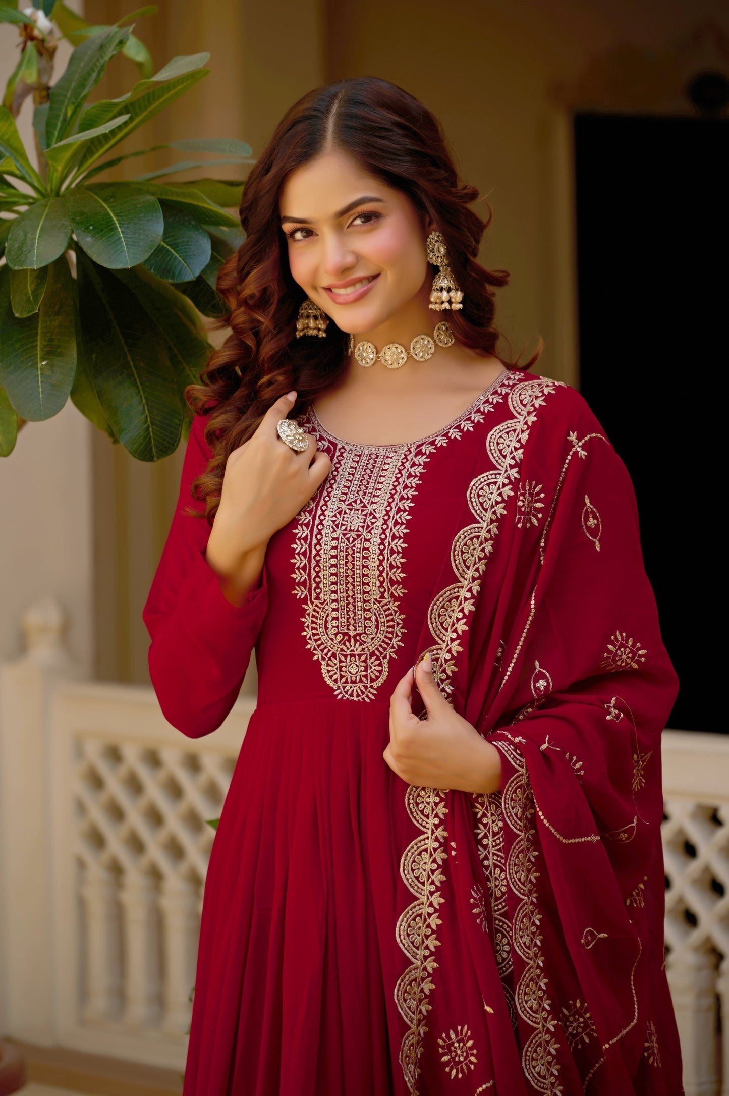 WEDDING SPECIAL FAUX BLOOMING SEQUINS EMBROIDERED GOWN AND DUPATTA (TT17)