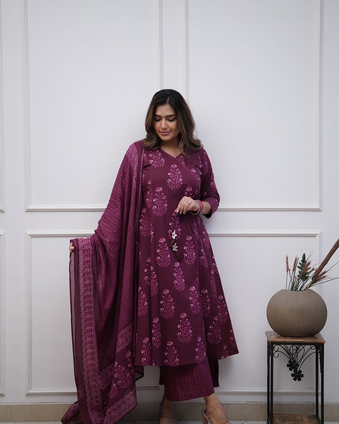💃Walk Gracefully in our new cotton Angrakha Style Anarkali Dupatta set For All sessions.🌸 (SWSK26)