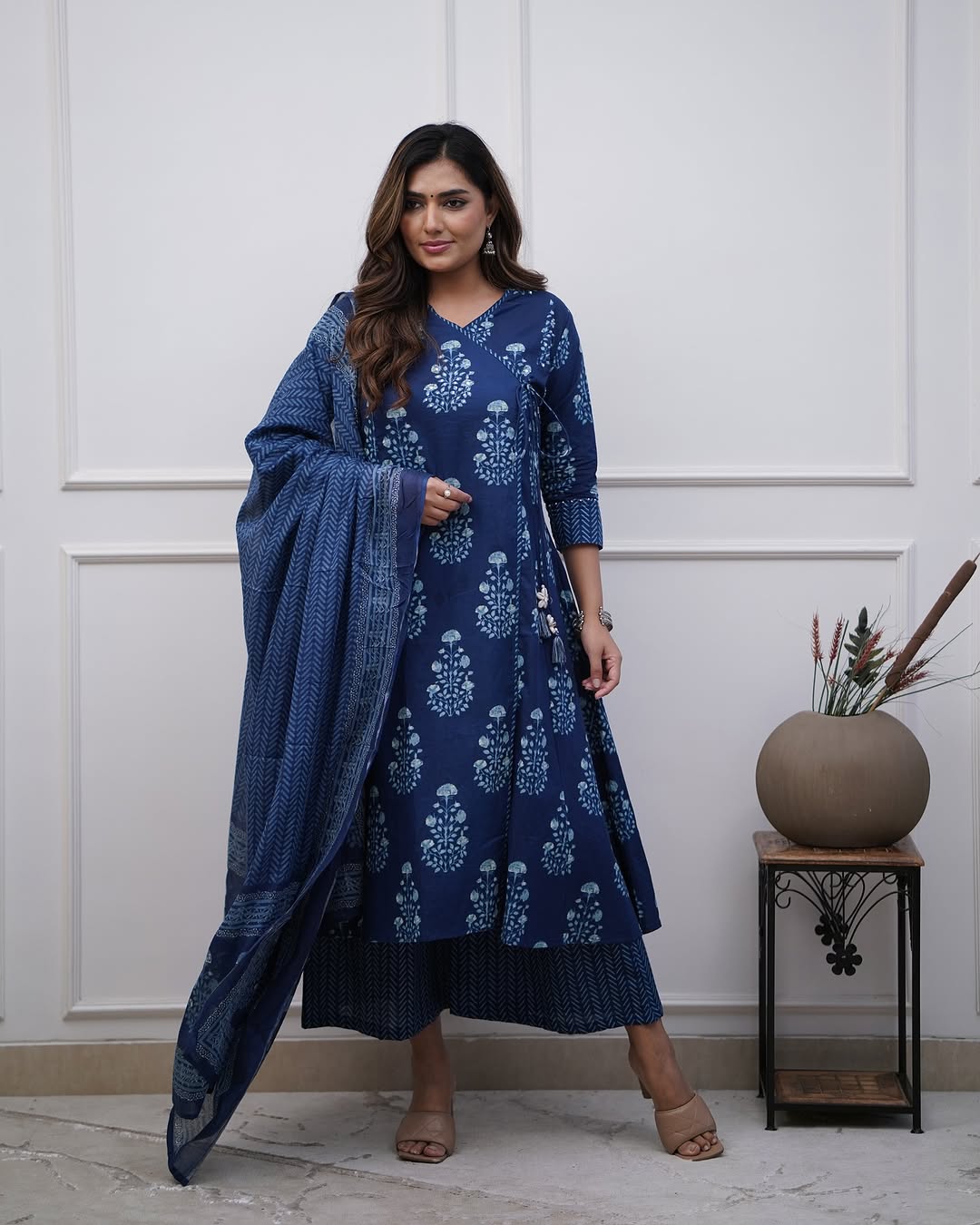 💃Walk Gracefully in our new cotton Angrakha Style Anarkali Dupatta set For All sessions.🌸 (SWSK26)