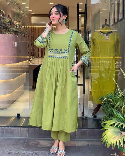 💃 Beautiful Pure Cotton Fabric Kurti Pant set special for festivals ☺️ 🫶🏻💃 (SWSK34)