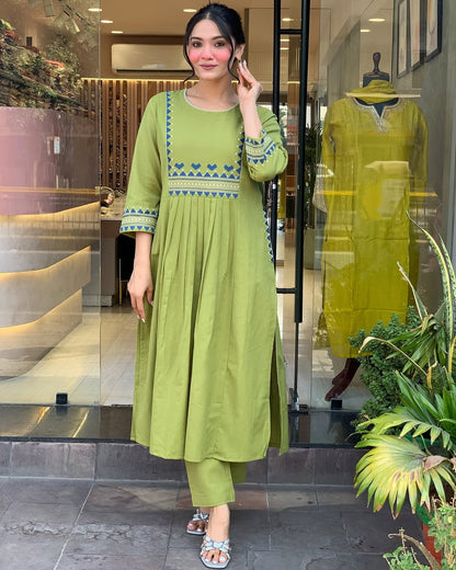 💃 Beautiful Pure Cotton Fabric Kurti Pant set special for festivals ☺️ 🫶🏻💃 (SWSK34)
