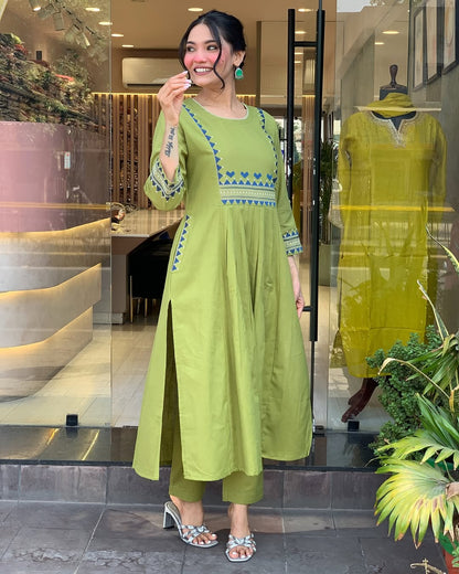 💃 Beautiful Pure Cotton Fabric Kurti Pant set special for festivals ☺️ 🫶🏻💃 (SWSK34)