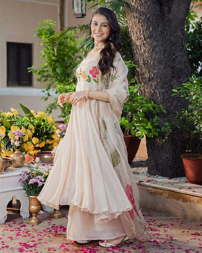 Ivory Blossom Grace Anarkali Suit ✨🌸(RRRD34)